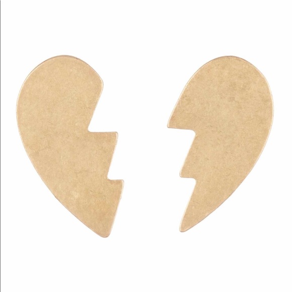 Madewell gold broken heart stud earrings - Picture 2 of 3